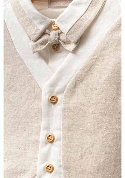 Keten Papyonlu Yelekli Gömlek Beli Lastikli Şort Özel Gün Doğum Günü Düğün 3 Parça Erkek Bebek Takım fiyatları