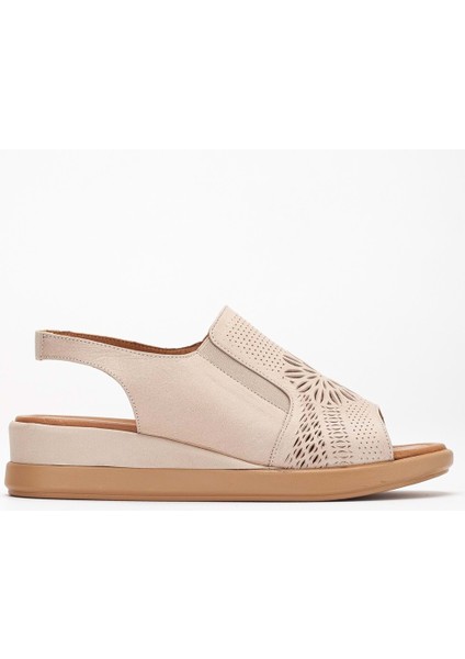 Kadın Deri Lastikli Sandalet - Beyaz modelleri