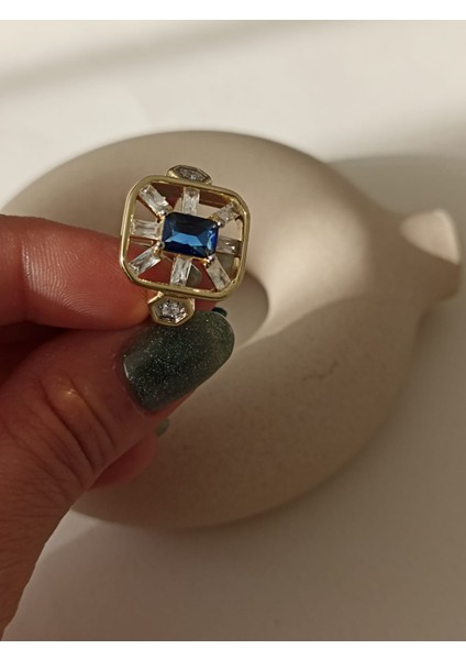 Kare Montür Lacivert Taşlı Yüzük indirimleri