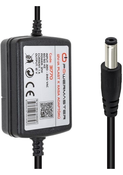 PM-31770 12 Volt - 1 Amper - 12 Watt 5.5*2.5 mm Uçlu Iki Ucu Kablolu Masaüstü Adaptör