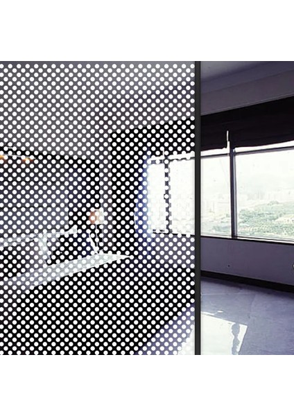 – | 45X100CM | Beyaz Noktalı Statik Cam Filmi Kaplama | Mutfak Ofis Banyo Pencere