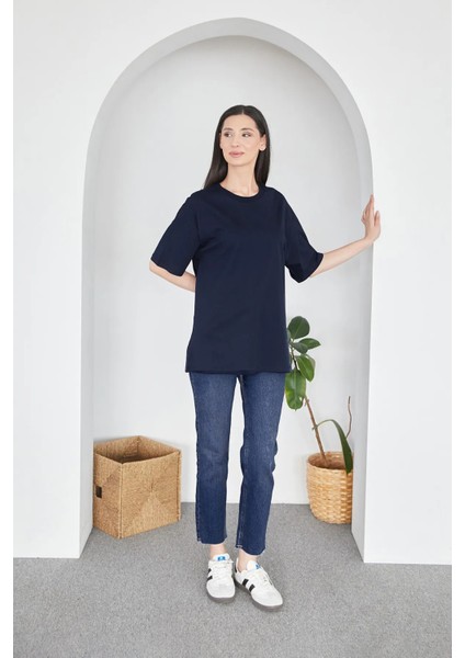 Basic Oversize Bisiklet Yaka Tişört