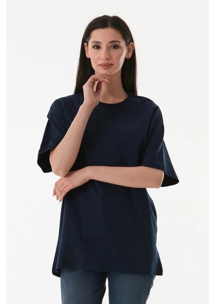 Basic Oversize Bisiklet Yaka Tişört