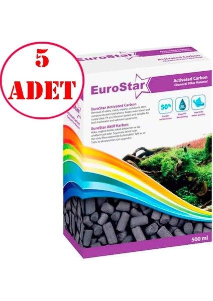 Aktif Karbon Akvaryum Filtre Malzemesi 500 ml 5 Ad