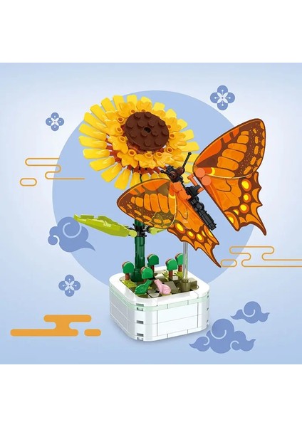 Perpetual Buket Lale Çiçek Yapı Baba 3D Model Ev Dekorasyon Tesisi Saksı Montaj Tuğlaları Sevgililer Çocuk Hediyeleri Renk: F3/boyut: Kutu Yok (Yurt Dışından)