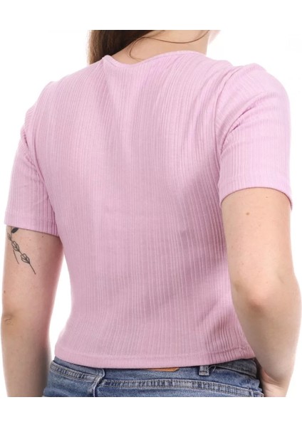 15277721 Genis Yaka Fitilli Kumas Bayan Body - Lila