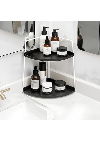 Mutfak Rafı Ve Takı Makyaj Organizeri - Çok Amaçlı Banyo Kozmetik Takı Düzenleyici 2 Katlı Servislik Dekoratif 2 Katlı Raf | Organizer Paslanmaz Çelik & Ahşap Stand Salon, Mutfak, Banyo, Çalışma Alanı