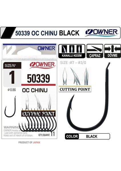 50339 Cut Chinu No:1-0 Black Iğne 10 Adet