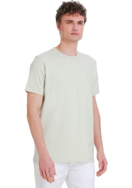 Yeşil Regular Fit Bisiklet Yaka Pamuklu Tişört modelleri