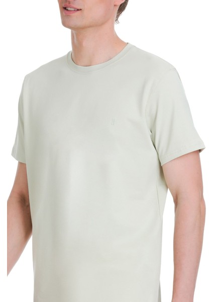 Yeşil Regular Fit Bisiklet Yaka Pamuklu Tişört fırsatları