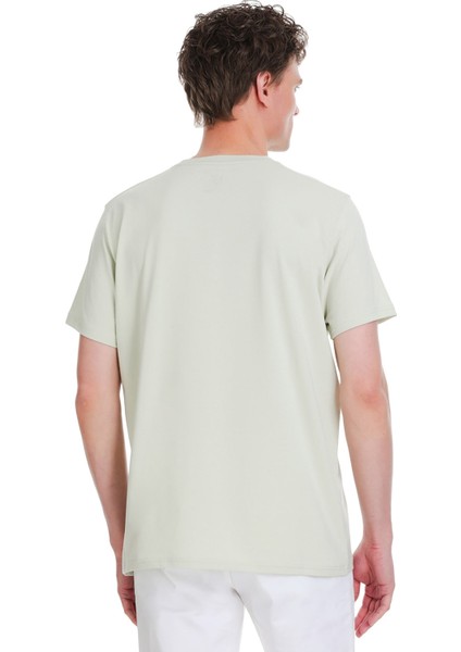 Yeşil Regular Fit Bisiklet Yaka Pamuklu Tişört indirimleri