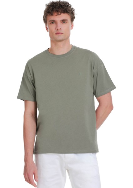 Gri Regular Fit 100% Pamuk Bisiklet Yaka Oversize Tişört