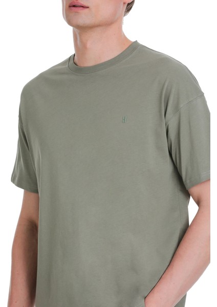 Gri Regular Fit 100% Pamuk Bisiklet Yaka Oversize Tişört