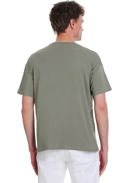 Gri Regular Fit 100% Pamuk Bisiklet Yaka Oversize Tişört