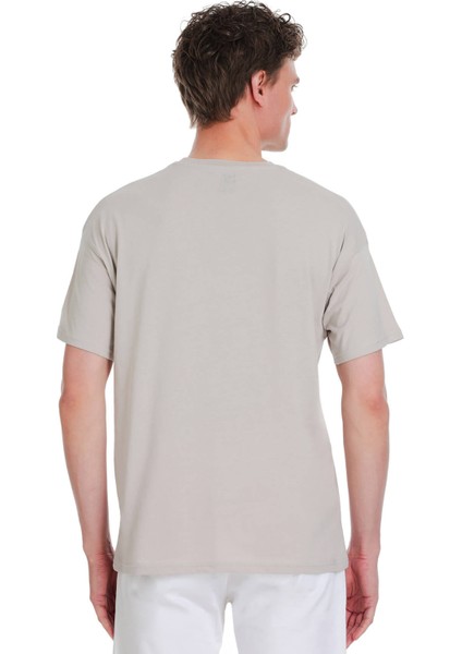 Ekru Regular Fit 100% Pamuk Bisiklet Yaka Oversize Tişört indirimleri