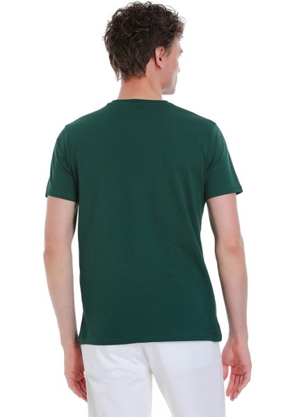 Yeşil Regular Fit 100% Pamuk Bisiklet Yaka Tişört indirimleri