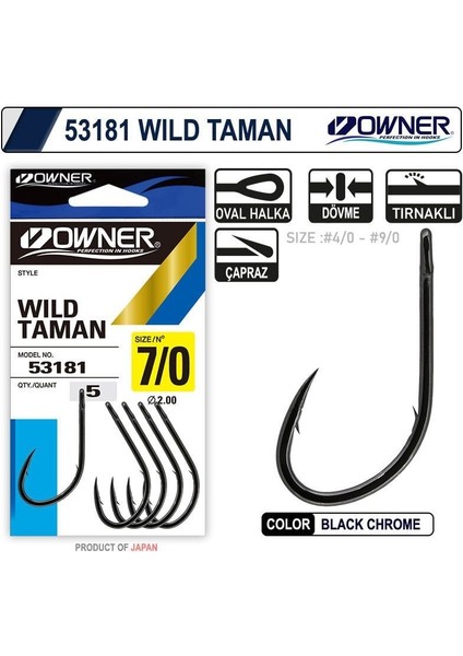 53181 Wild Taman No:7-0 Black Chrome Iğne 5 Adet