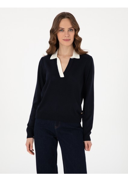 Kadın Lacivert Slim Fit Kazak 50308166-VR033