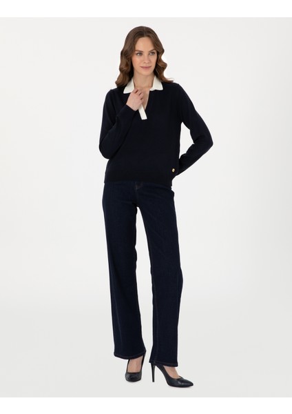 Kadın Lacivert Slim Fit Kazak 50308166-VR033 fırsatları