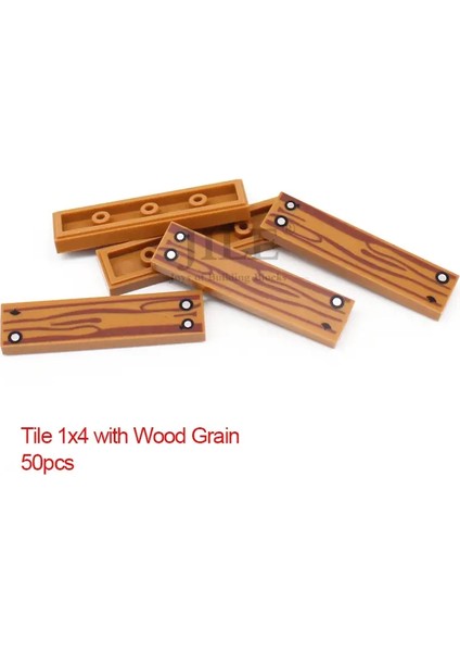 50PCS Moc Fayans 1x4 1x3 Tablet Ahşap Taneli Tehlike Çizgileri Desen Diy Yapı Taşları Tuğlalar 2431 63864 Renk: 1X4L-KAHVERENGI 50PCS ile Uyumlu (Yurt Dışından)