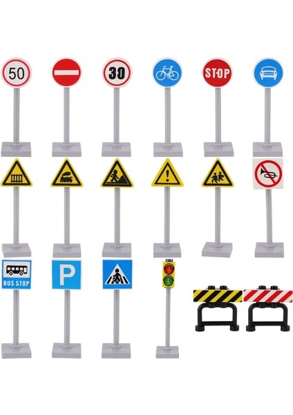 18 Set Moc Street Trafik Bina Blonları Şehir Yol Trafik Işaretleri Bloklar Oyuncaklar Klasik Işaret Uyarı Tahtası Tuğla Oyuncak Partscolor: 18 Set Işaret Gönder (Yurt Dışından)