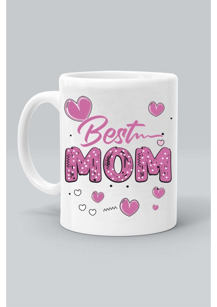 Best Mom En Iyi Anne Tasarım Baskılı Beyaz Kupa Bardakk