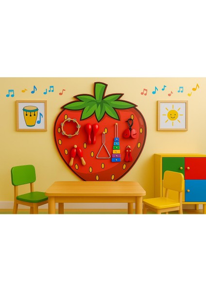 Çilek Temalı Ahşap Anaokulu Kreş Müzik Köşesi fiyatları