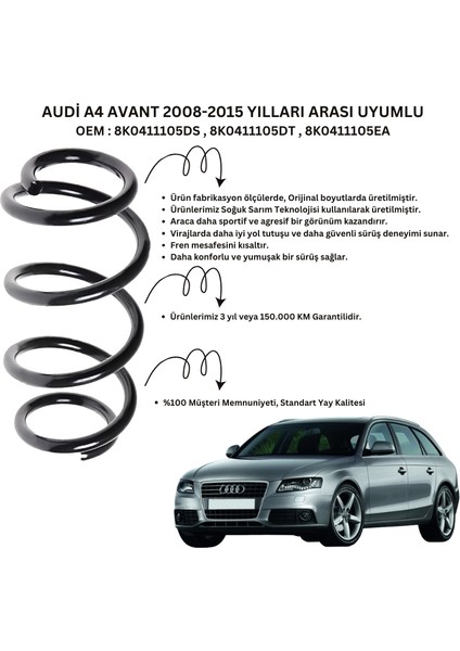 Ön Helezon Yay Takımı - 2 Adet Standart Yay ST102003F, Audi A4 Avant (2008-2015) Uyumlu