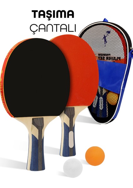 4lü Çantalı Masa Tenisi Raketi Seti Amatör Başlangıç Seviye Maç Raketi 2 Raket 2 Top