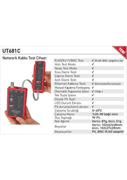 UT681C Network Kablo Test Cihazı fırsatları