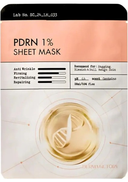 %1 Pdrn Içeren Peptit Kompleksli Kağıt Maske Derma Factory Pdrn Mask