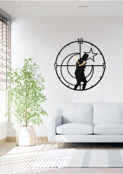 Atatürk Silüeti Anafartalar Tasarımlı Dekoratif Metal Duvar Saati
