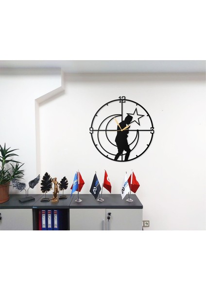 Atatürk Silüeti Anafartalar Tasarımlı Dekoratif Metal Duvar Saati fiyatları