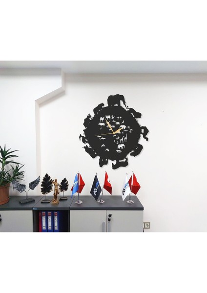 Eski Mo Hayvanlar Doğa ve Orman Tasarımlı Modern Dekoratif Metal Duvar Saati modelleri