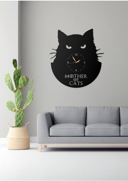 Kedi Temalı Mother Of Cats Modern Tasarımlı Modern Dekoratif Metal Duvar Saati fiyatları