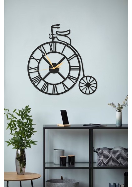 Vintage Bisiklet Tasarımlı Metal Duvar Saati, Roma Rakamlı, Siyah, 55X40 cm fiyatları