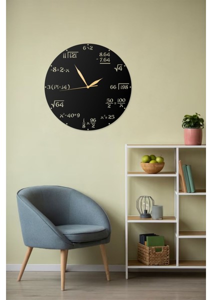 Matematiksel Semboller Formüller Tasarımlı Sayılar Dekoratif Metal Duvar Saati modelleri