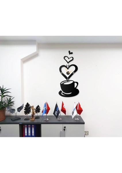 Kahve Coffee Temalı Çay Köşesi ve Kafeler Için Modern Dekoratif Metal Duvar Saati fiyatları