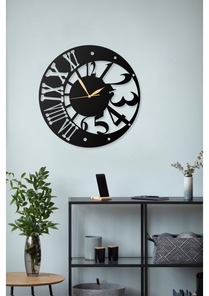 Modern Roma Rakamlı Dekoratif Desenli Özel Metal Duvar Saati