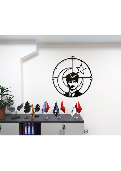 Atatürk Silüeti Anafartalar Tasarımlı Dekoratif Metal Duvar Saati fiyatları