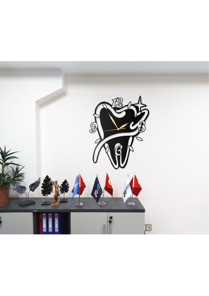 Diş Hastaneleri Doktorları ve Teknisyenlerine Özel Tasarımlı Dekoratif Metal Duvar Saati fiyatları