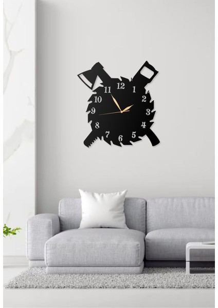 Testere ve Ağaç Işleri Temalı Mobilyacılara Özel Tasarımlı Dekoratif Metal Duvar Saati