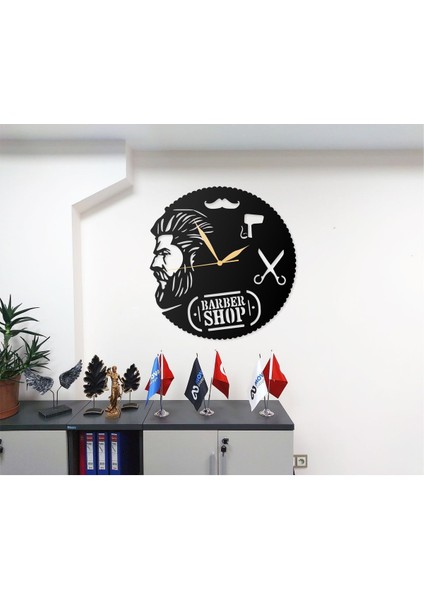 Kuaförler Berberler Saç Stilistlerine Özel Tasarımlı Modern Dekoratif Metal Duvar Saati