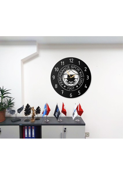 Fener Bahçe Spor Kulübü Logosu Tasarımlı Futbol Severler Özel Tasarımlı Dekoratif Metal Duvar Saati