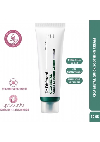 Cica Metal Quick Soothing Cream - Hassas ve Yağlı Ciltler Için Derma Metal ve Cica Içerikli Hafif Bakım Kremi