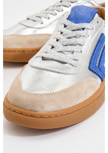 Kadın Günlük Bağcıklı Spor Ayakkabı Gerçek Deri Sandra Gümüş/mavi modelleri