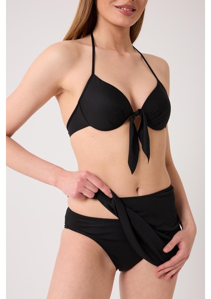 Kadın Dolgulu Takım Etekli Siyah Bikini modelleri