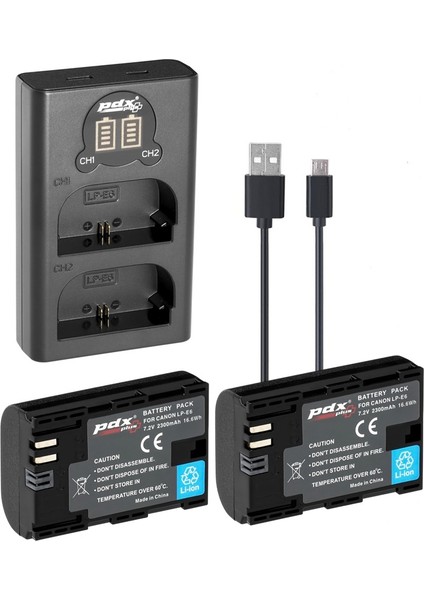 Lp-E6 Ikili USB Şarj Cihazı ve Ikili Batarya Kit