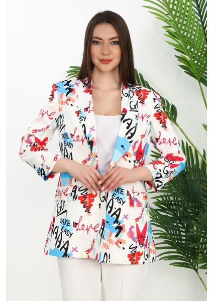 Gnd Kadın Renkli Desenli Oversize Blazer Ceket