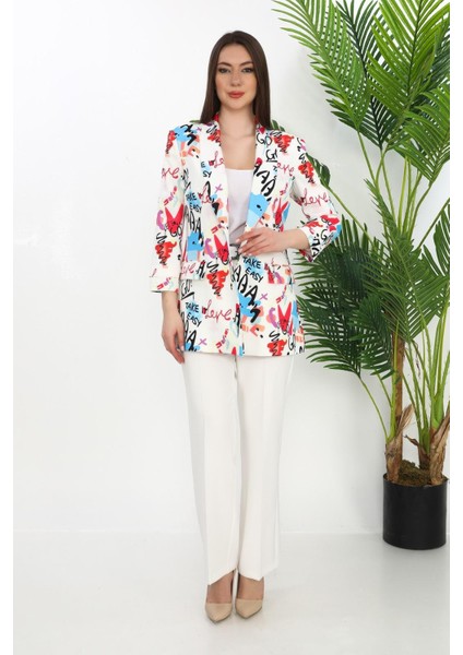 Gnd Kadın Renkli Desenli Oversize Blazer Ceket